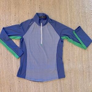 RLX Ralph Lauren golf Blue Fitted Long Sleeve Polo Top, M